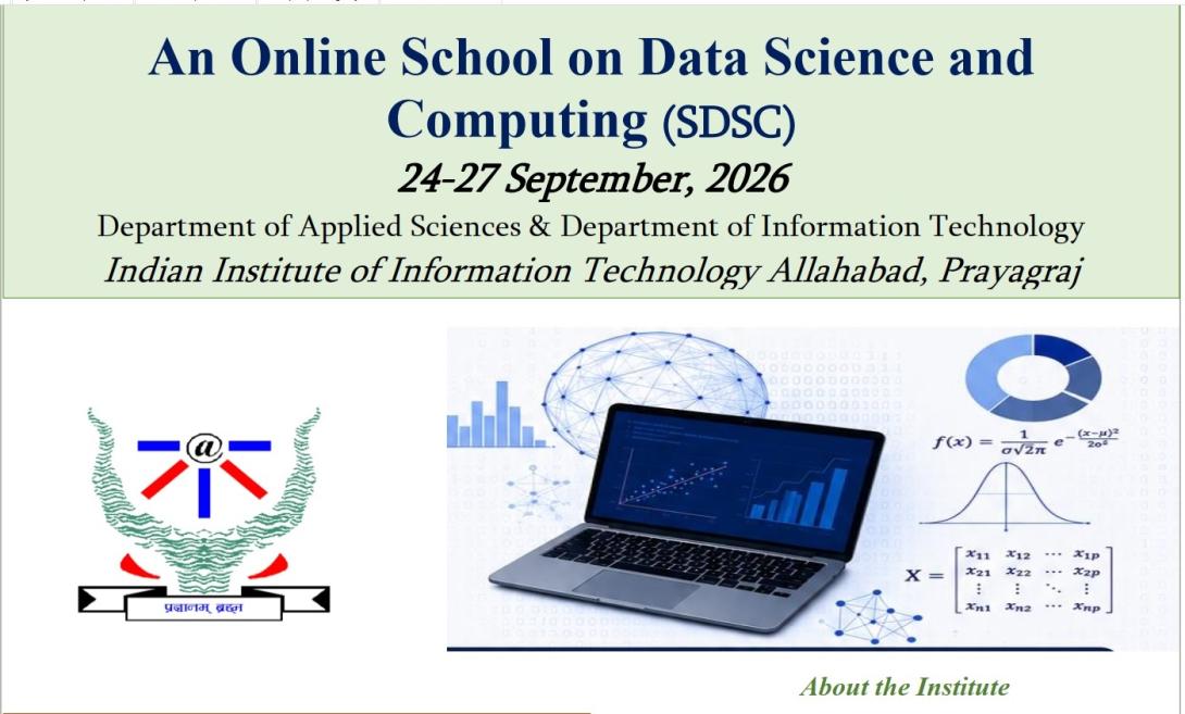 An Online School on Data Science and Computing (SDSC)" during 24-27 September, 2026