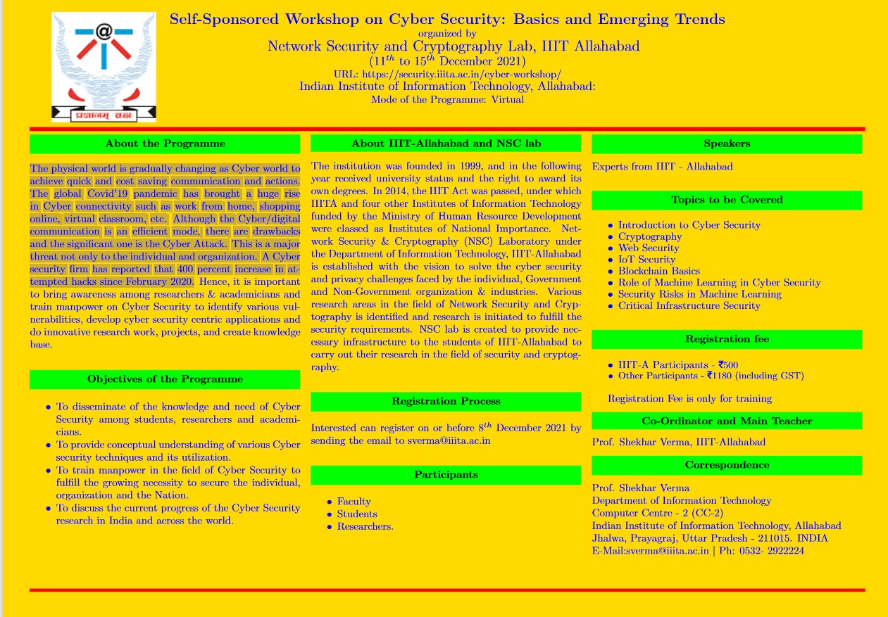 Cyber Security: Basics and Emerging Trends workshop